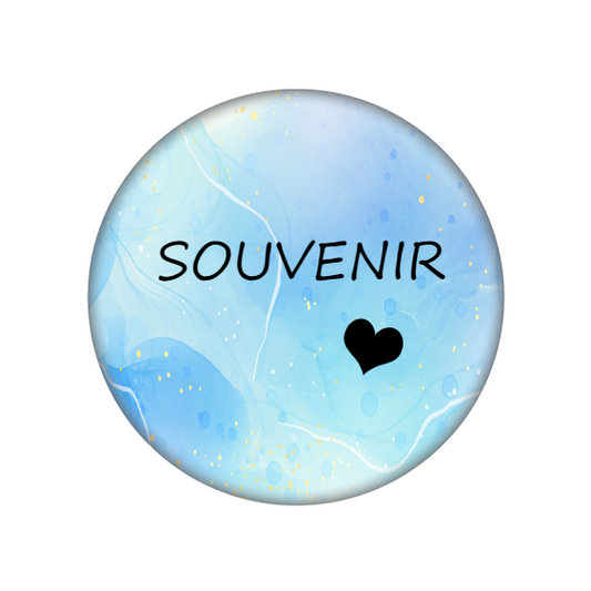 Badge Souvenir aquarelle bleu