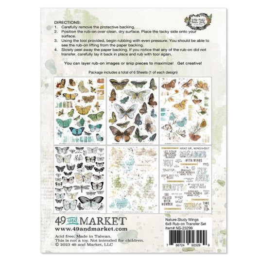 Rub-Ons Vintage Artistry Nature Study Wings disc