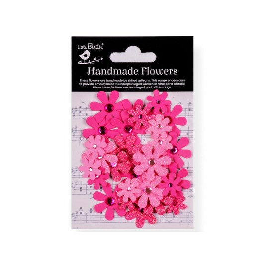 Embellissement Fleurs Little Birdie Sparkle Florettes Precious Pink