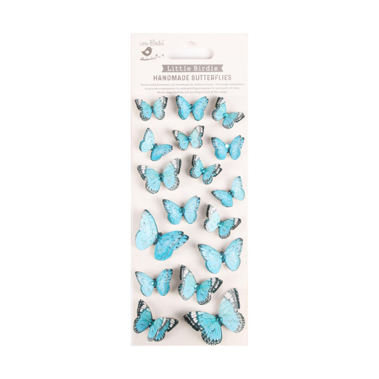 Embellissement Papillons Little Birdie 3D Jewel Butterfly Blue Charm