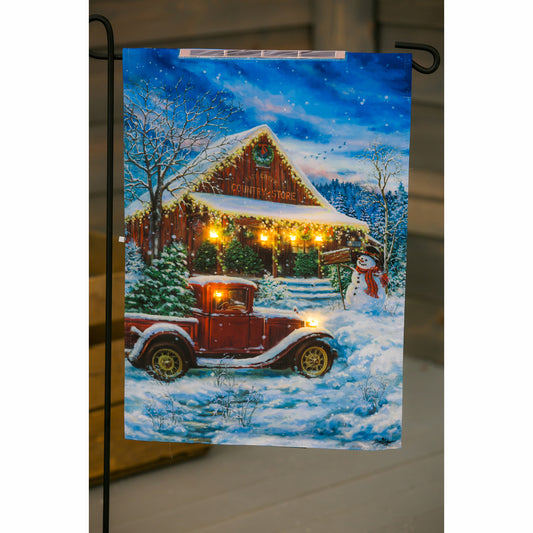Drapeau de jardin solaire Vintage Christmas - Evergreen - Mtout
