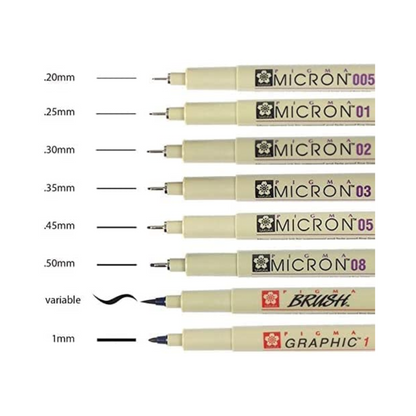 Ensemble de 6 stylos Micron (01-03-05-08-10-12)