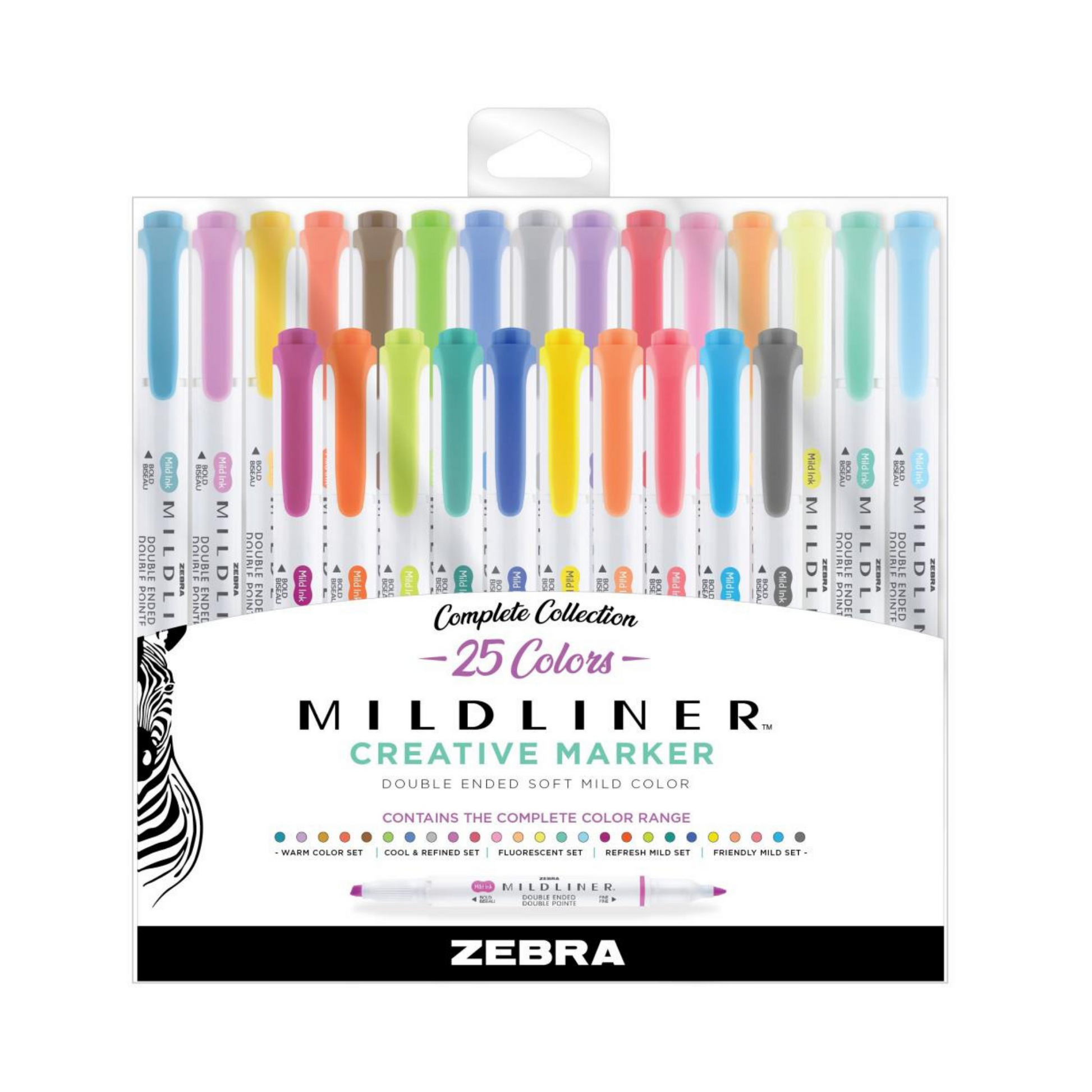 Ensemble de 25 surligneurs double pointe Zebra Mildliner - Zebra - Mtout