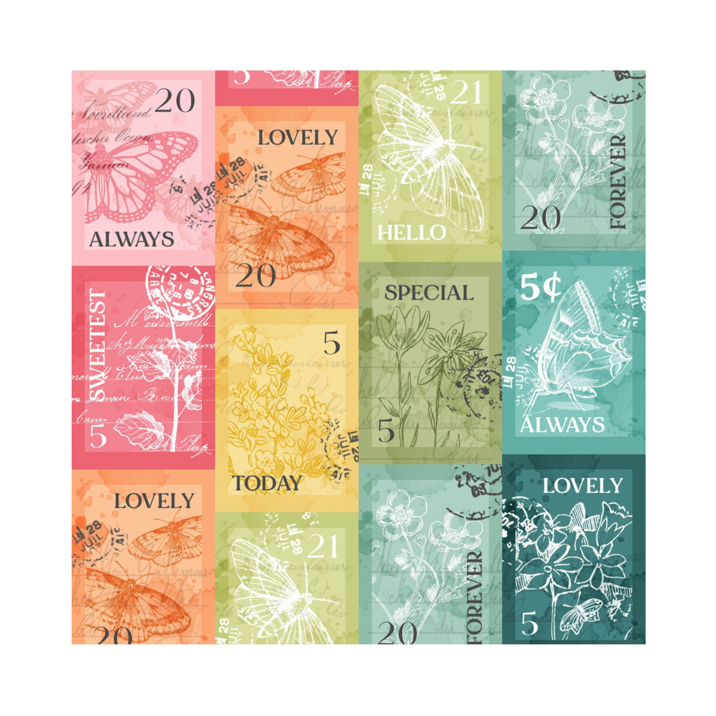 Ruban adhésif Washi timbre postal Nature Sorbet - 49 and Market - Mtout