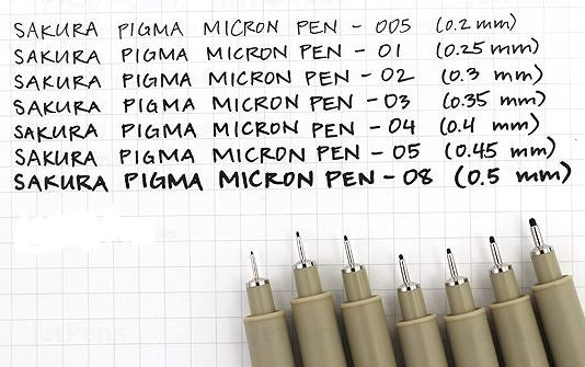 Ensemble de 6 stylos Micron 10 - Sakura - Mtout